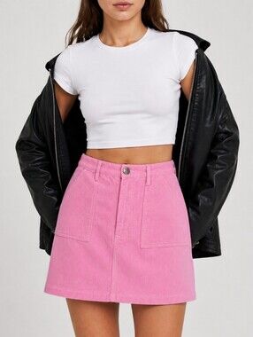 NWT Lucy & Yak Blair Pink Corduroy Mini Skirt Indie A-Line Size 4